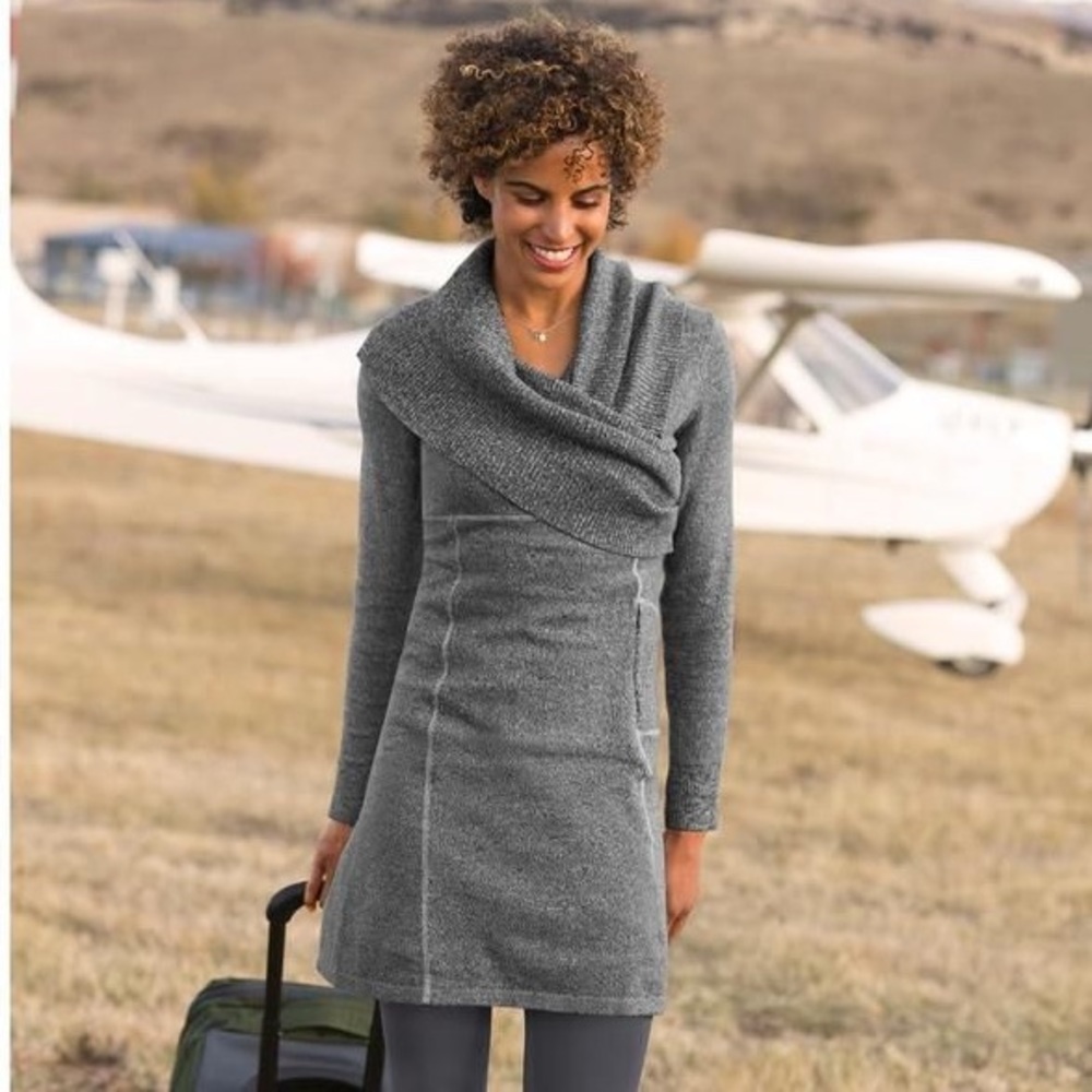 Athleta Sochi Sweater Dress, Dark Gray, Size Small